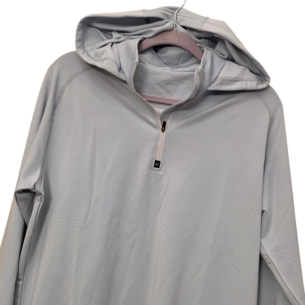 Swannies Golf Mens Quarter Zip Hoodie Light Blue Grey Medium Repreve Stretch